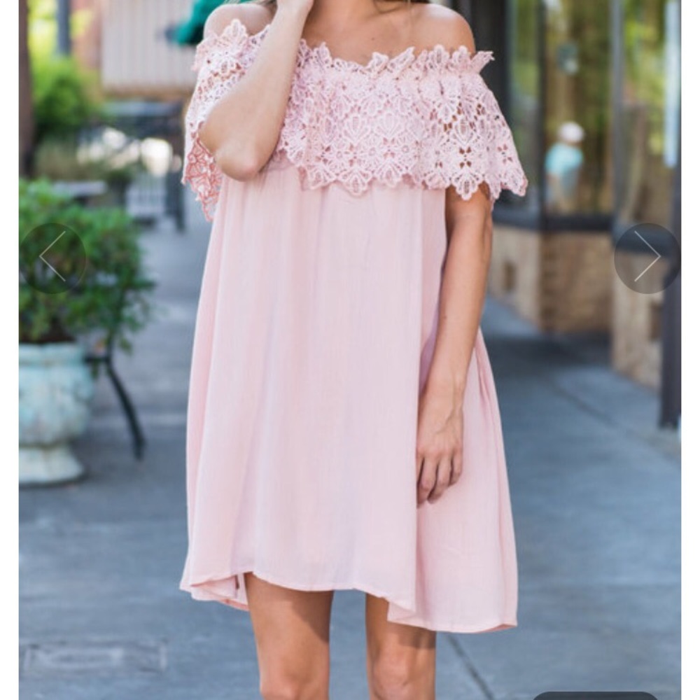 Off the shoulder blush dress